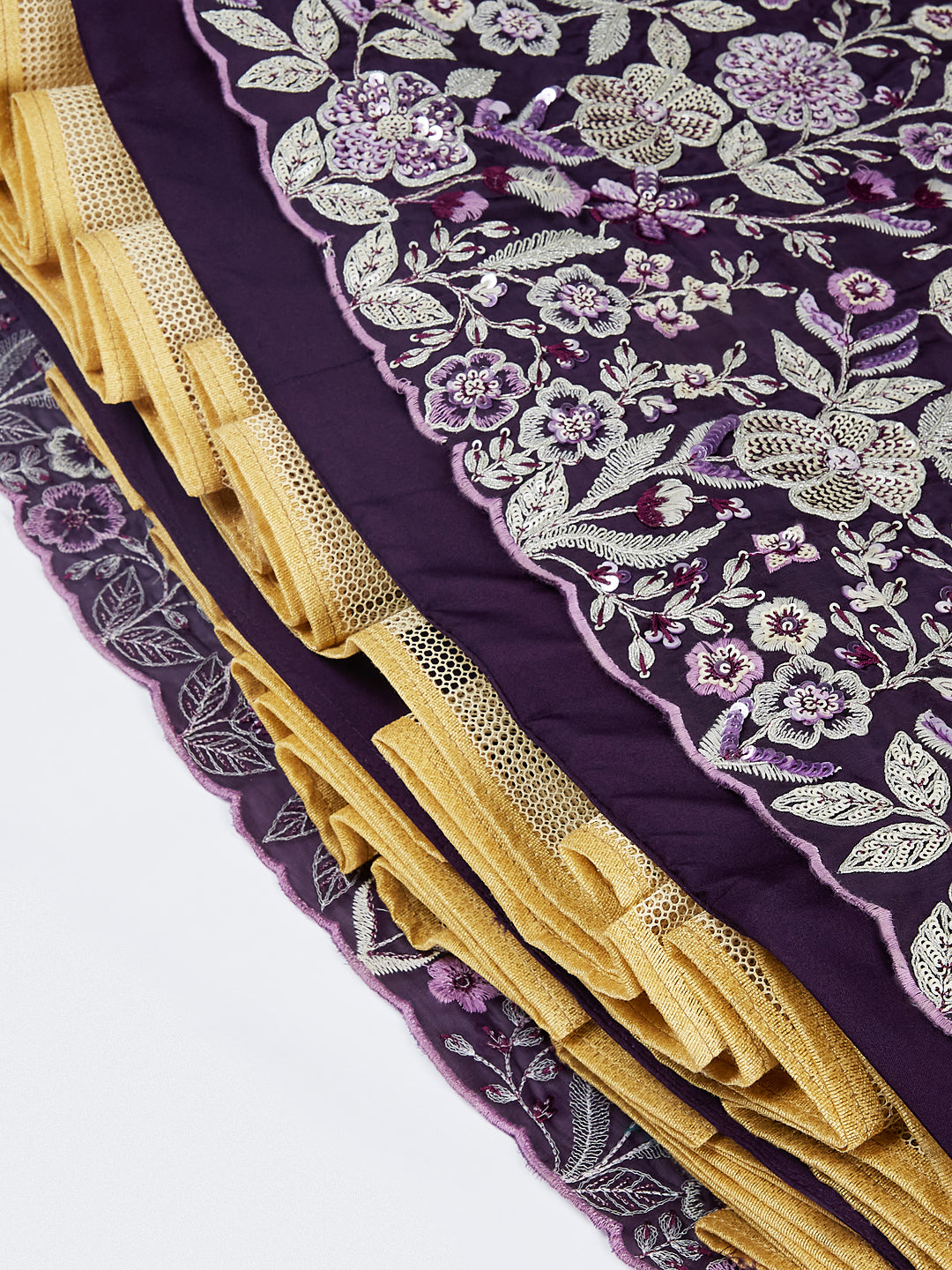 Purple Georgette Lehenga Choli Set with Sequins & Thread Embroidery ClothsVilla