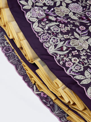 Purple Georgette Lehenga Choli Set with Sequins & Thread Embroidery ClothsVilla