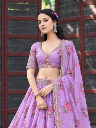 Purple Georgette Lehenga Choli ClothsVilla