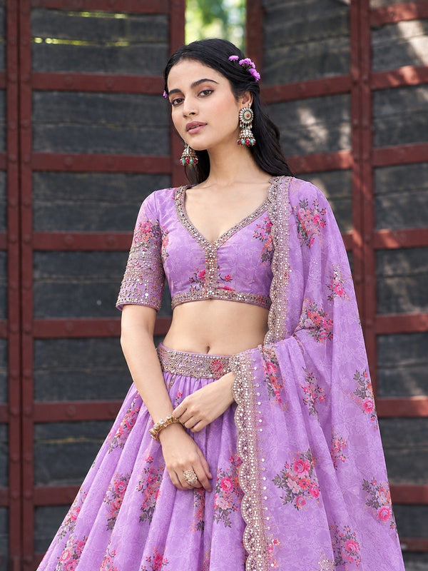 Purple Georgette Lehenga Choli ClothsVilla