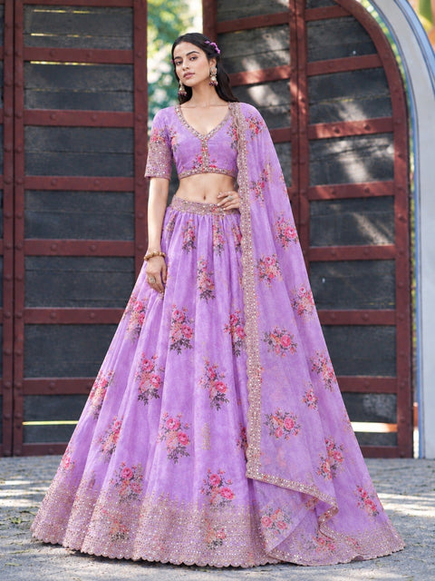 Purple Georgette Lehenga Choli ClothsVilla Main image