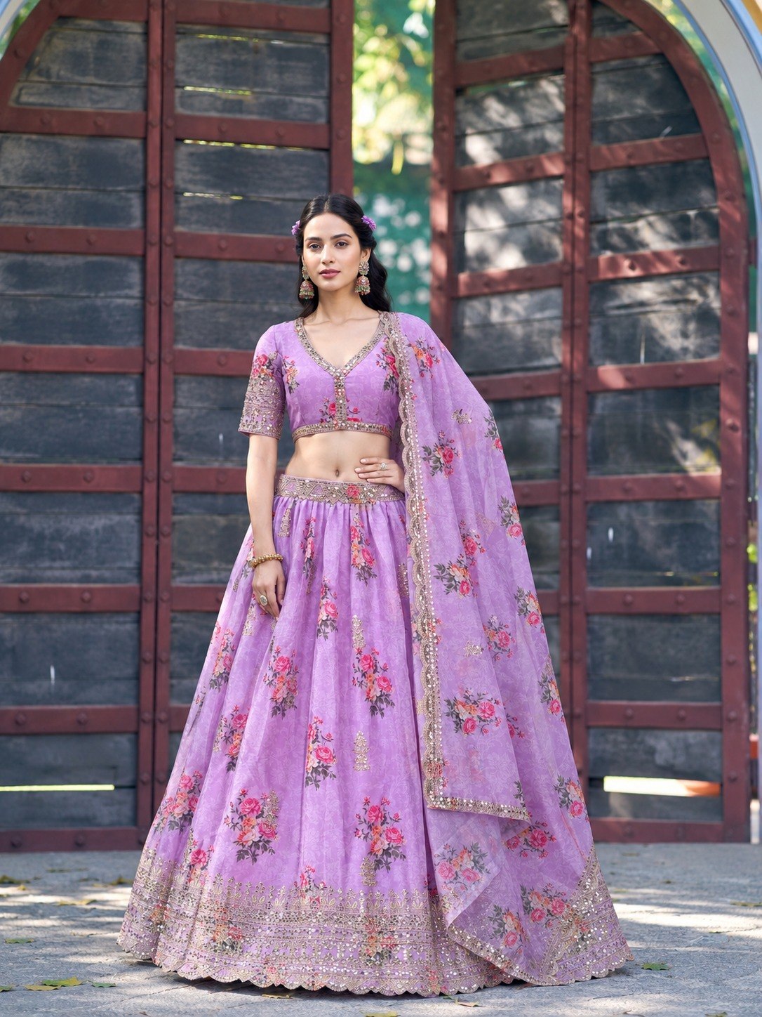 Purple Georgette Lehenga Choli ClothsVilla