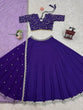 Load image into Gallery viewer, Purple Glamorous Faux Georgette Semi-Stitched Lehenga Choli with Butterfly Net Dupatta ClothsVilla
