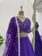 Load image into Gallery viewer, Purple Glamorous Faux Georgette Semi-Stitched Lehenga Choli with Butterfly Net Dupatta ClothsVilla