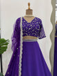 Load image into Gallery viewer, Purple Glamorous Faux Georgette Semi-Stitched Lehenga Choli with Butterfly Net Dupatta ClothsVilla