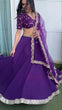 Load image into Gallery viewer, Purple Glamorous Faux Georgette Semi-Stitched Lehenga Choli with Butterfly Net Dupatta ClothsVilla