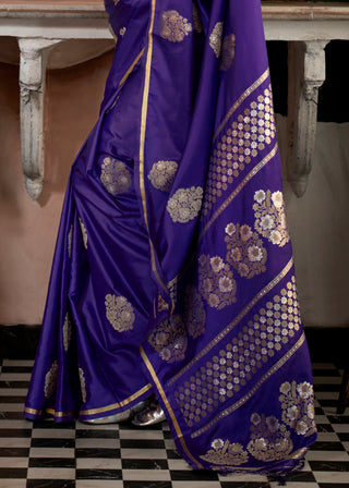 Purple Glamorous Satin Silk Saree – Perfect for Cocktail & Dinner Parties ClothsVilla