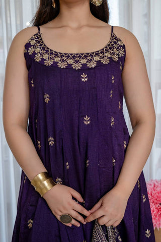 Purple Glamorous Silk Gown Set ClothsVilla
