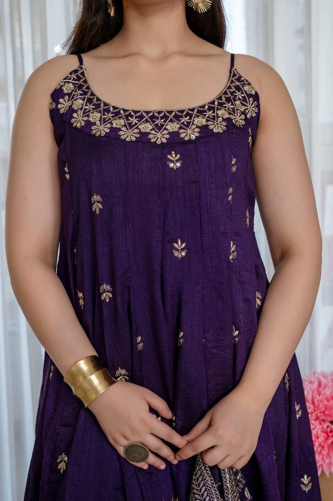 Purple Glamorous Silk Gown Set ClothsVilla