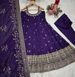 Load image into Gallery viewer, Purple Glamorous Silk Gown Set ClothsVilla