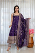 Load image into Gallery viewer, Purple Glamorous Silk Gown Set ClothsVilla