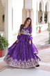Load image into Gallery viewer, Purple Gold Crush Multi-Thread Embroidered Lehenga Choli Set with Sequins Work &amp; Designer Dupatta – Fully Stitched ClothsVilla