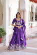 Load image into Gallery viewer, Purple Gold Crush Multi-Thread Embroidered Lehenga Choli Set with Sequins Work &amp; Designer Dupatta – Fully Stitched ClothsVilla