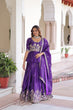Load image into Gallery viewer, Purple Gold Crush Multi-Thread Embroidered Lehenga Choli Set with Sequins Work &amp; Designer Dupatta – Fully Stitched ClothsVilla