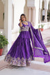 Load image into Gallery viewer, Purple Gold Crush Multi-Thread Embroidered Lehenga Choli Set with Sequins Work &amp; Designer Dupatta – Fully Stitched ClothsVilla