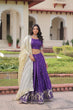 Load image into Gallery viewer, Purple Gold Crush Sequins &amp; Zari Embroidered Lehenga Set with 3-Meter Flair, Heavy Dupatta &amp; Unstitched Designer Blouse – Fully Stitched Festive &amp; Wedding Wear Ensemble ClothsVilla