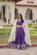 Load image into Gallery viewer, Purple Gold Crush Sequins &amp; Zari Embroidered Lehenga Set with 3-Meter Flair, Heavy Dupatta &amp; Unstitched Designer Blouse – Fully Stitched Festive &amp; Wedding Wear Ensemble ClothsVilla