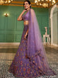 Load image into Gallery viewer, Purple Gorgeous Net Lehenga Choli Set with Heavy Sequins and Thread Embroidery ClothsVilla