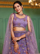 Load image into Gallery viewer, Purple Gorgeous Net Lehenga Choli Set with Heavy Sequins and Thread Embroidery ClothsVilla