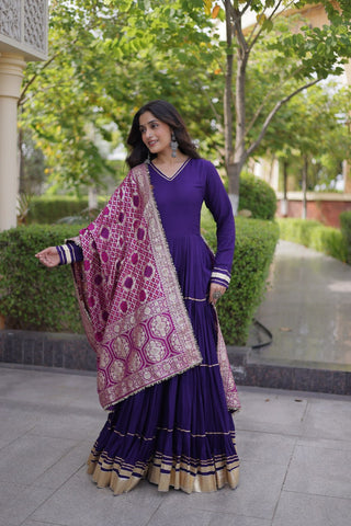 Purple Gota Patti Graceful Gown ClothsVilla