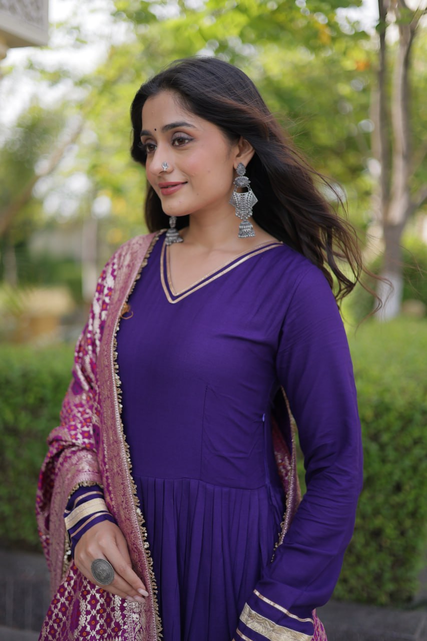 Purple Gota Patti Graceful Gown ClothsVilla