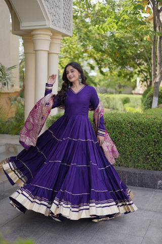 Purple Gota Patti Graceful Gown ClothsVilla