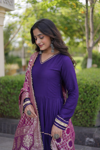 Purple Gota Patti Graceful Gown ClothsVilla