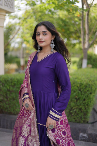 Purple Gota Patti Graceful Gown ClothsVilla