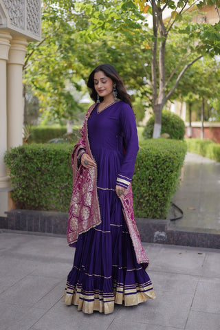 Purple Gota Patti Graceful Gown ClothsVilla