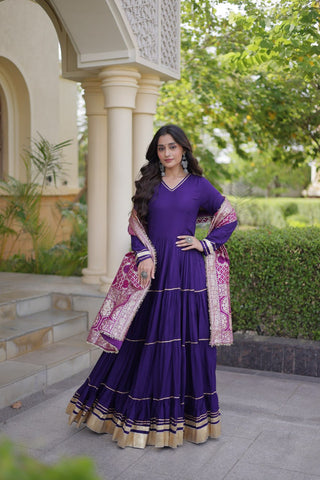 Purple Gota Patti Graceful Gown ClothsVilla