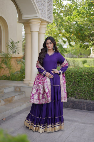 Purple Gota Patti Graceful Gown ClothsVilla
