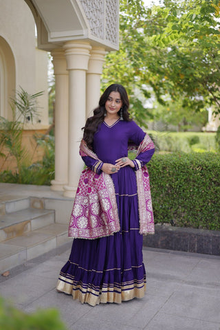 Purple Gota Patti Graceful Gown ClothsVilla
