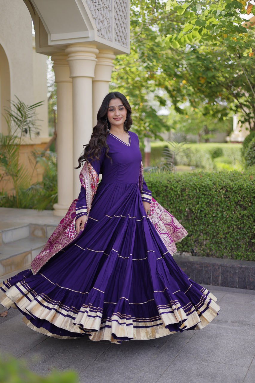 Purple Gota Patti Graceful Gown ClothsVilla