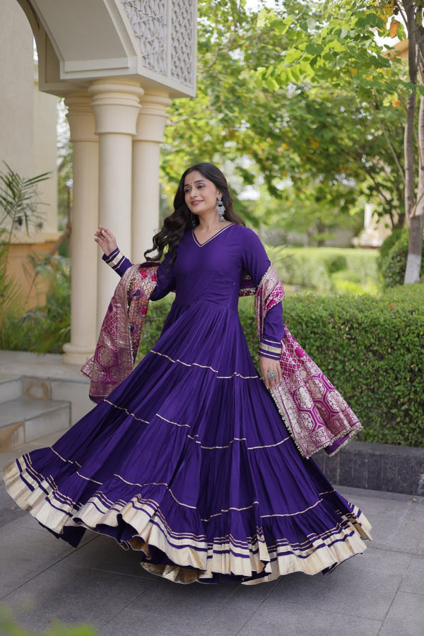 Purple Gota Patti Graceful Gown ClothsVilla