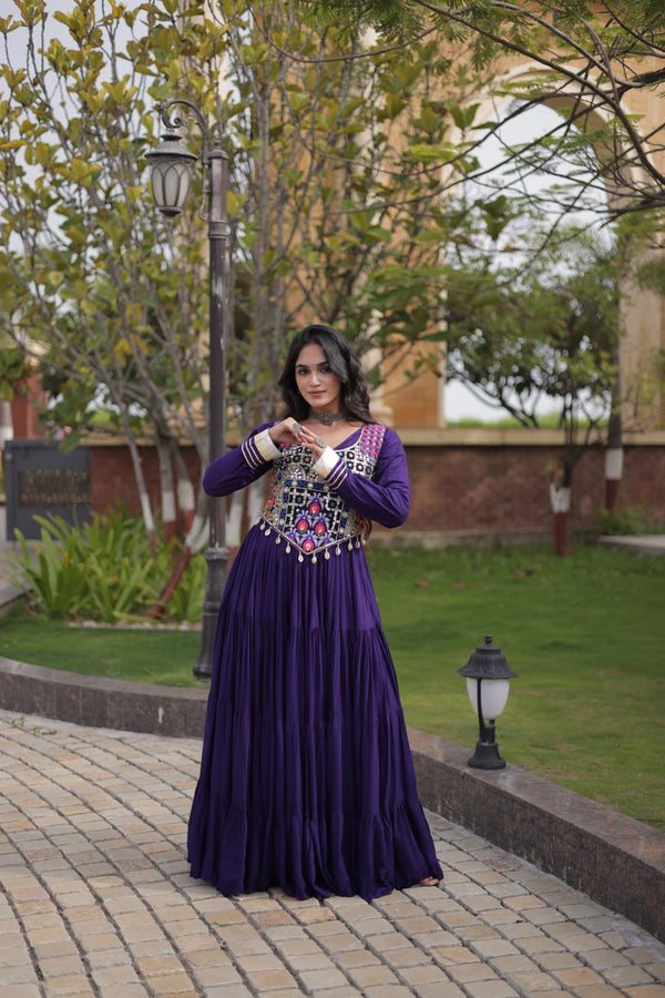 Purple Gown with Designer Blouse ClothsVilla