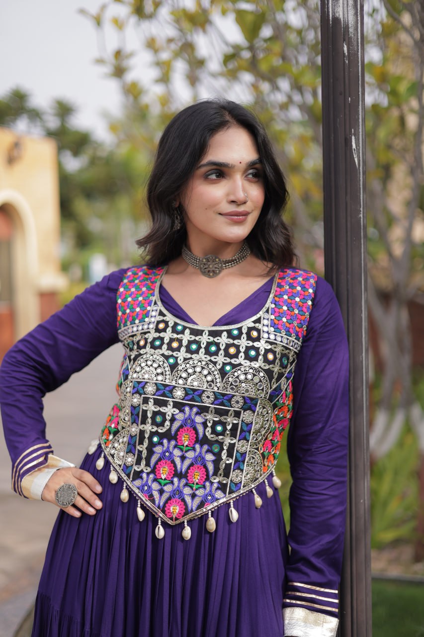 Purple Gown with Designer Blouse ClothsVilla