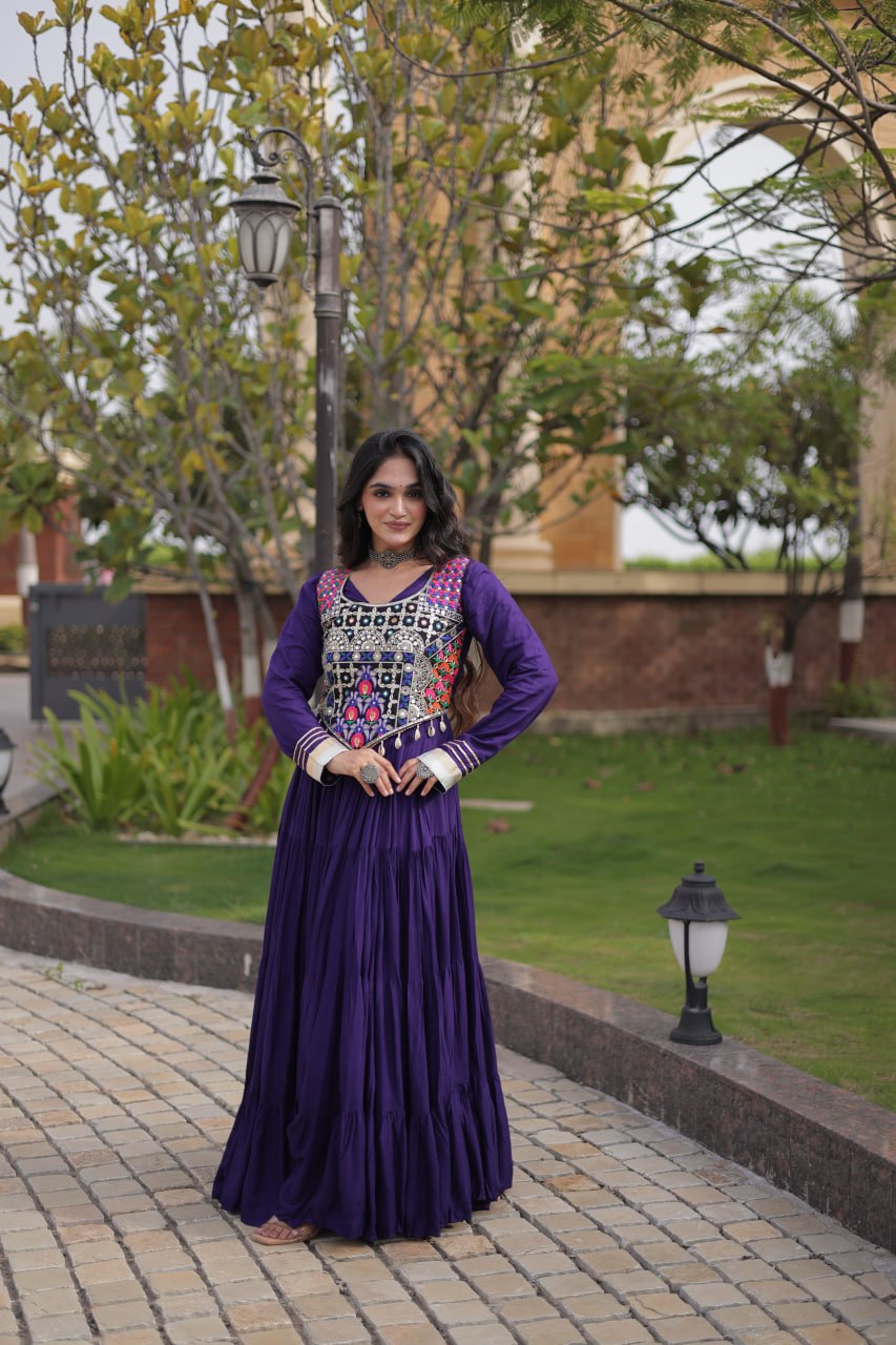 Purple Gown with Designer Blouse ClothsVilla