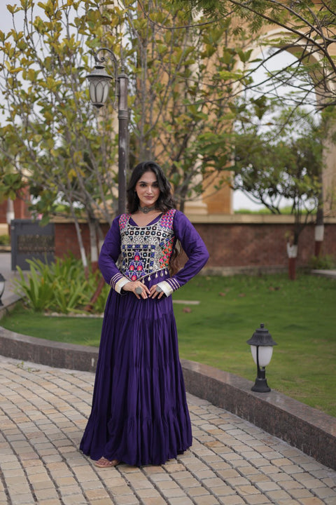 Purple Gown with Designer Blouse ClothsVilla Main image