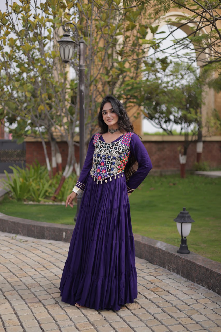 Purple Gown with Designer Blouse ClothsVilla