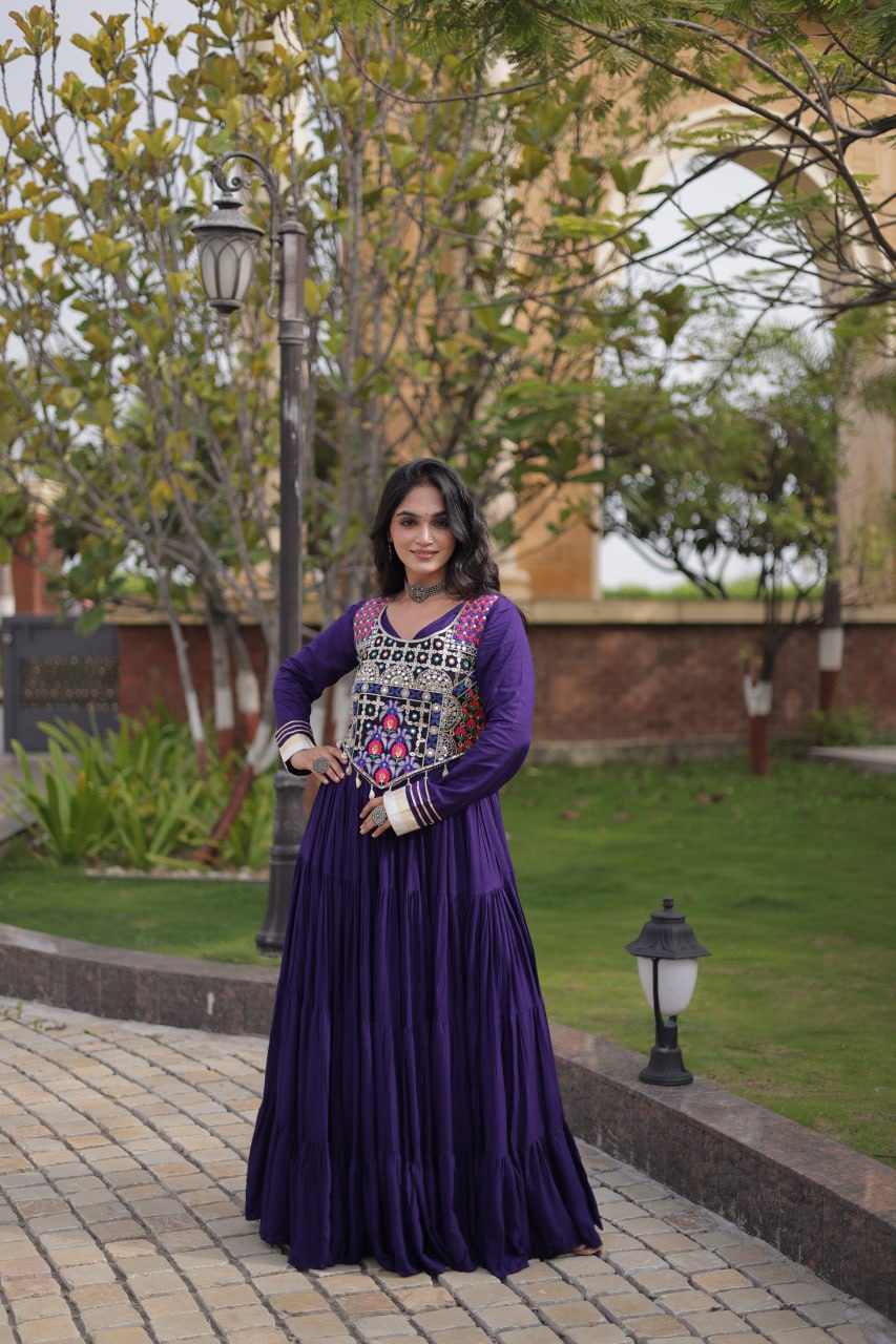 Purple Gown with Designer Blouse ClothsVilla
