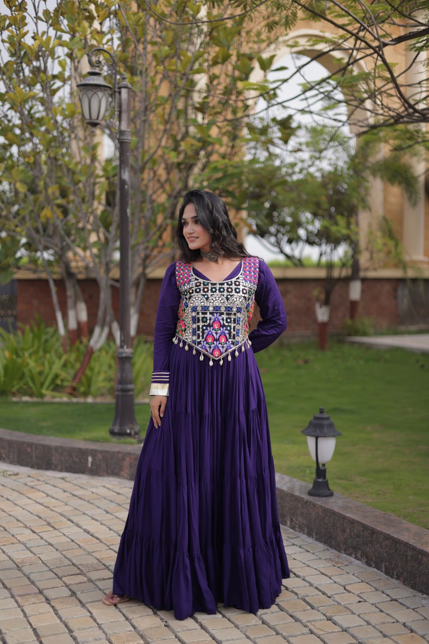 Purple Gown with Designer Blouse ClothsVilla