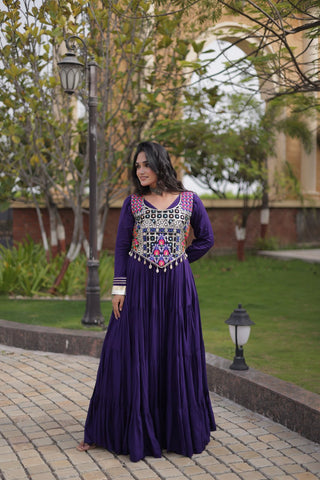 Purple Gown with Designer Blouse ClothsVilla