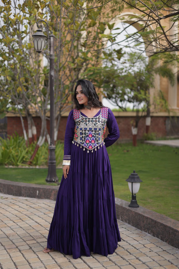 Purple Gown with Designer Blouse ClothsVilla