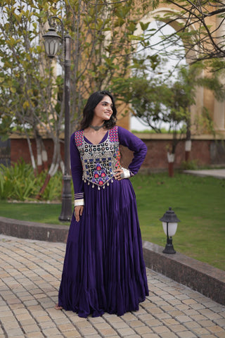 Purple Gown with Designer Blouse ClothsVilla