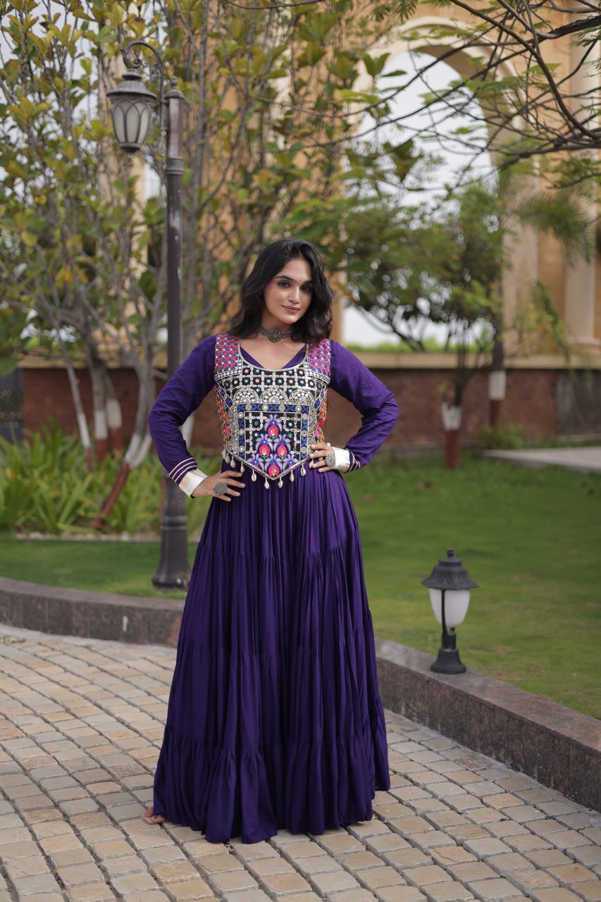 Purple Gown with Designer Blouse ClothsVilla