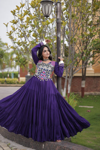 Purple Gown with Designer Blouse ClothsVilla