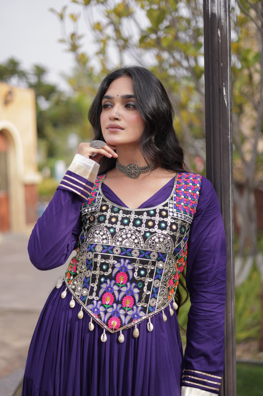 Purple Gown with Designer Blouse ClothsVilla