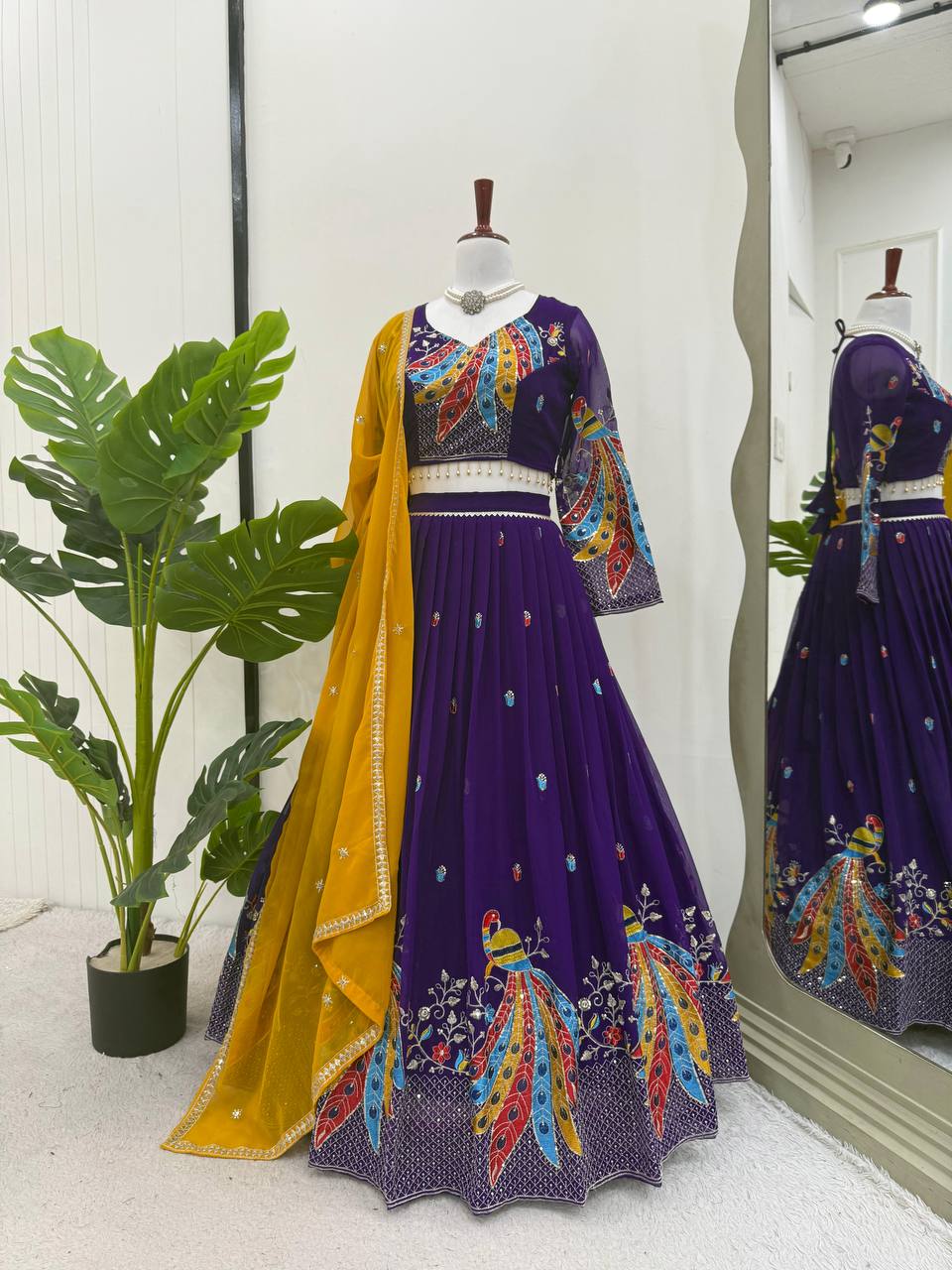 Purple Graceful Faux Georgette Lehenga Choli Set with Thread & Sequin Embroidery – With Dupatta ClothsVilla