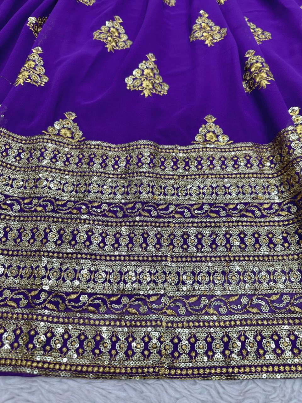 Purple Graceful Fox Georgette Embroidered Lehenga Set with Net Dupatta ClothsVilla