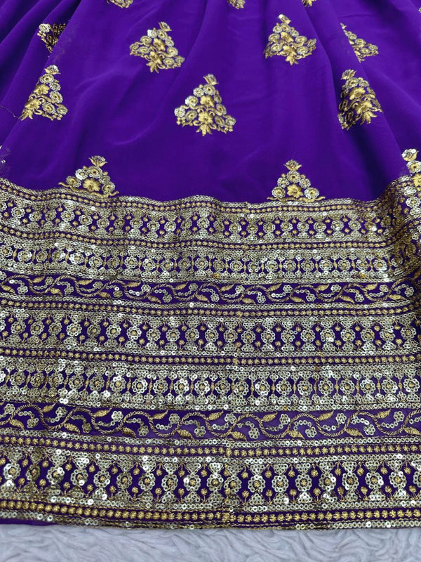 Purple Graceful Fox Georgette Embroidered Lehenga Set with Net Dupatta ClothsVilla
